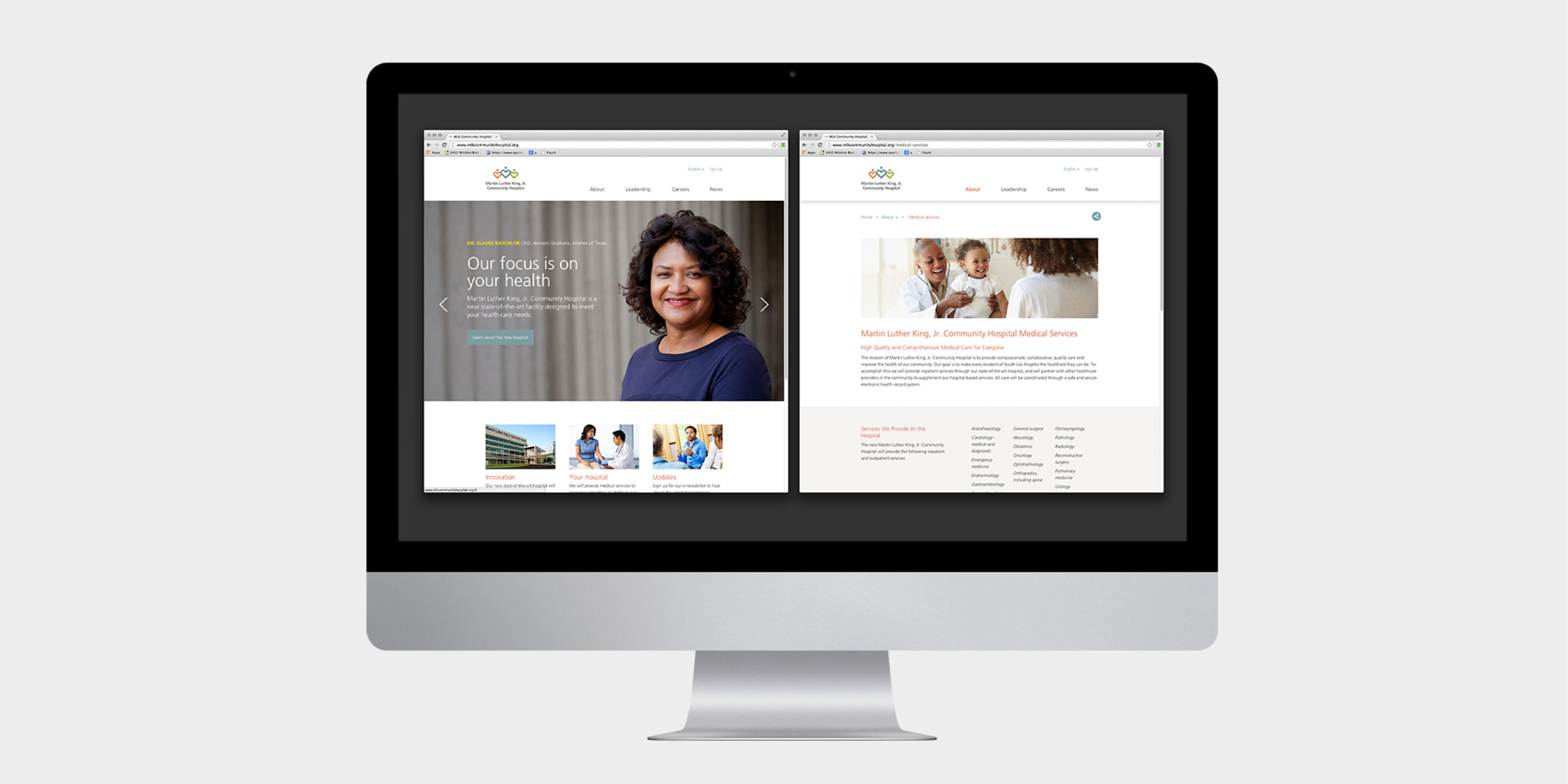 Prior to the hospital's official opening, the redesigned website focused on the people behind MLKCH to establish a warm, personal online presence.